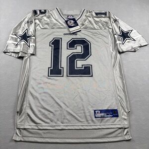 Dallas Cowboys NFL Jersey Large NWT Silver W/Blue Reebok On Field #12